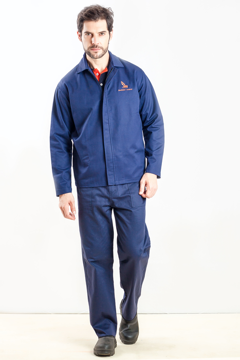Camisa profissional aberta em brim vista coberta